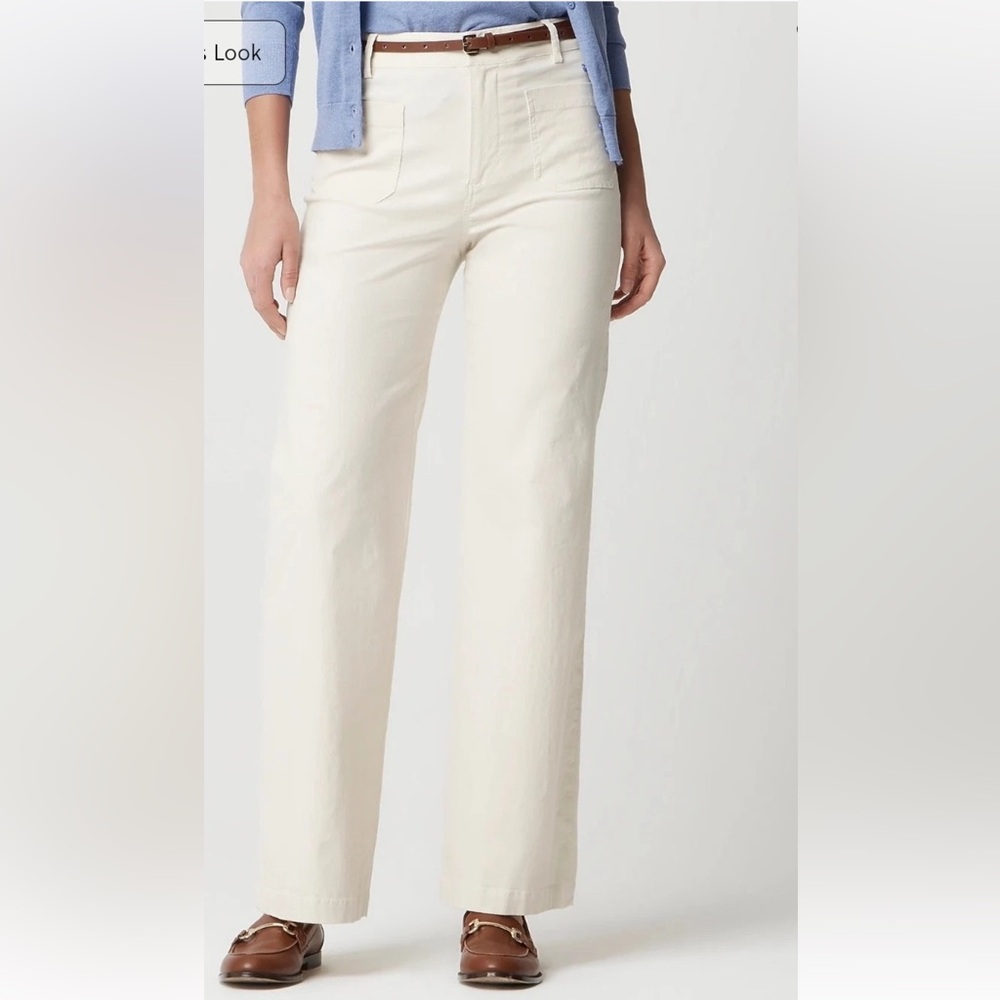 J. Crew Utility Style Wide Leg Trousers Tan Cotton Chino Patch Pockets Women 27